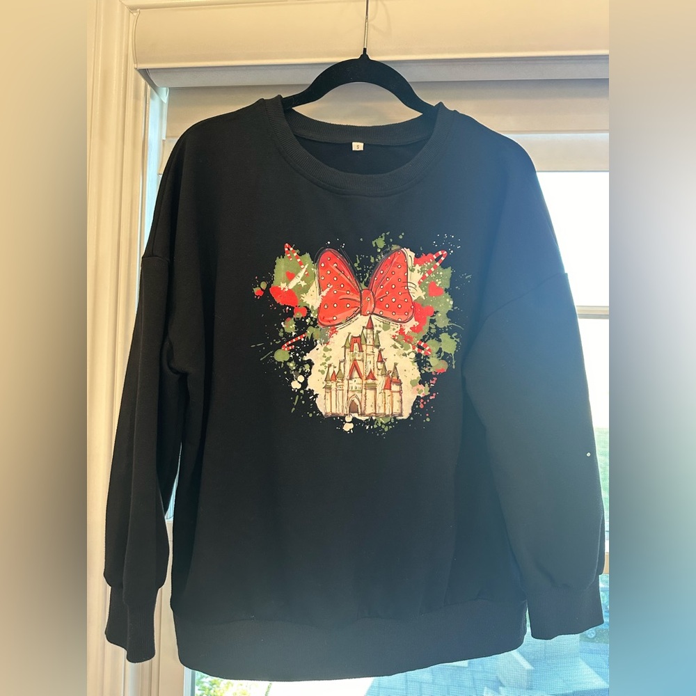 Black Womens Disney Christmas Sweatshirt - Small